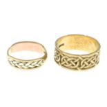 Two 9ct gold band rings.Hallmarks for 9ct gold.