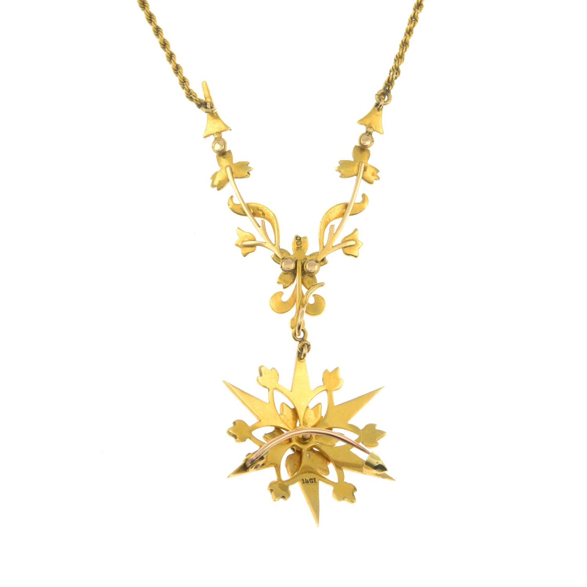 A late 19th century gold split pearl pendant, - Image 3 of 3