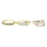 9ct gold 'brown' diamond and diamond half eternity ring,