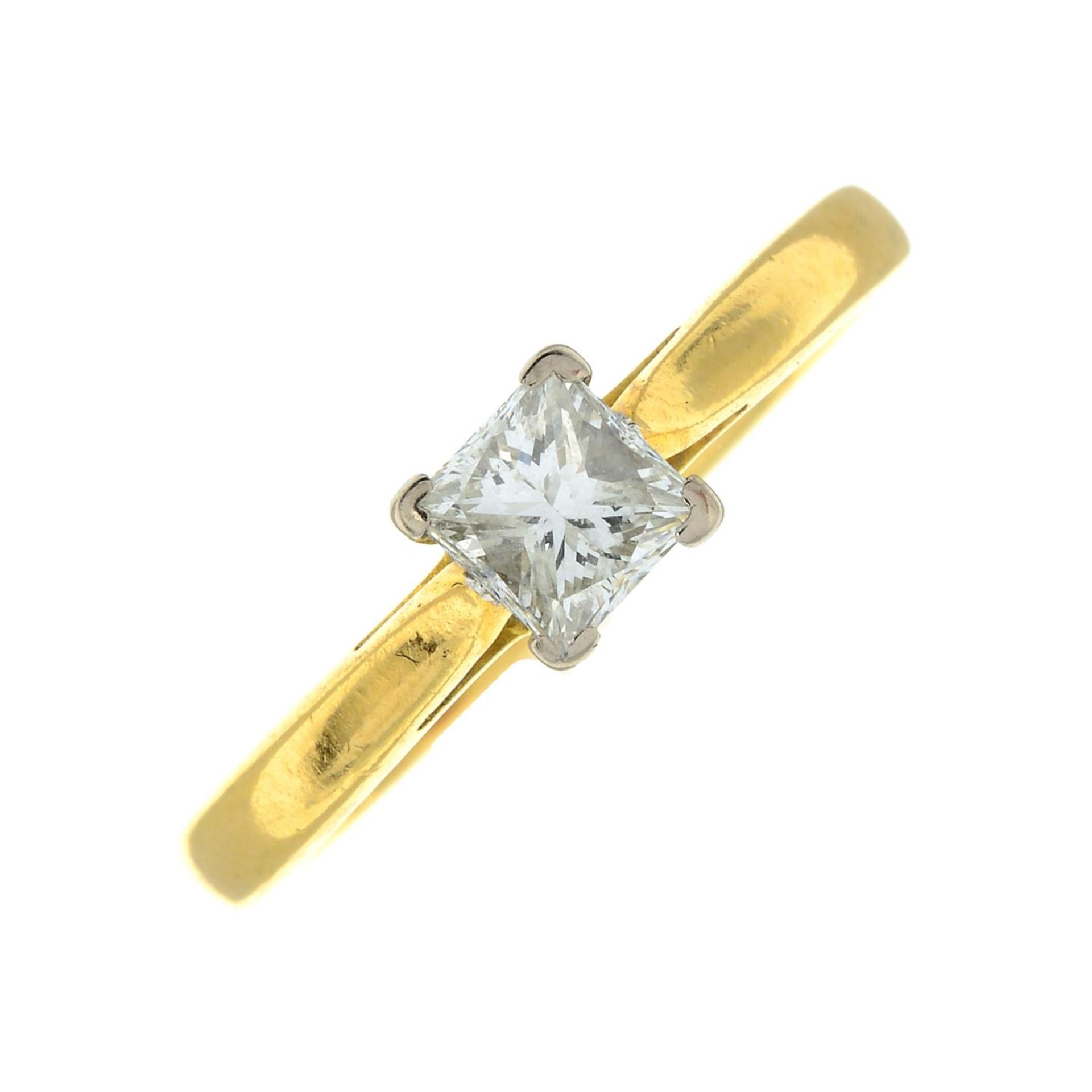 An 18ct gold diamond single-stone ring.Diamond weight 0.45ct,