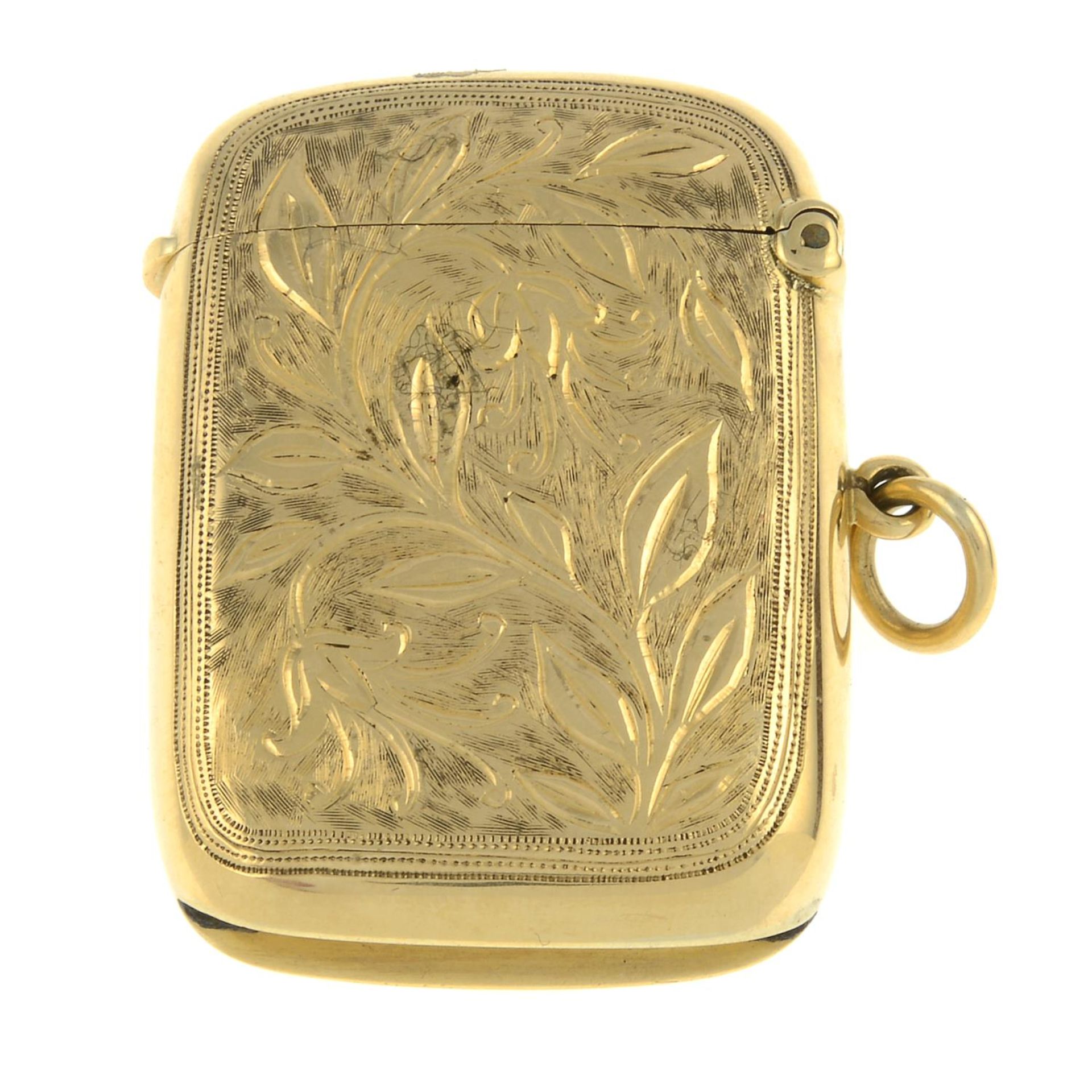 An early 20th century 15ct gold vesta case, - Image 2 of 2