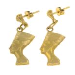 A pair of Egyptian pharaoh drop earrings.Length 3.5cms.