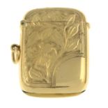 An early 20th century 15ct gold vesta case,