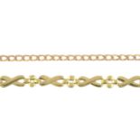 9ct gold fancy-link bracelet, AF, hallmarks for 9ct gold, length 18cms, 7.6gms.