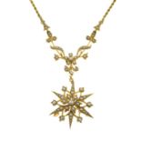 A late 19th century gold split pearl pendant,