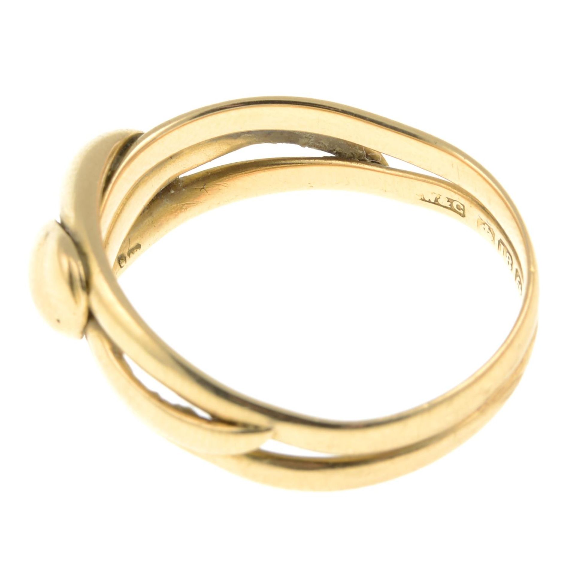 An early 20th century 18ct gold double snake ring.Hallmarks for Birmingham, 1910. - Image 2 of 3