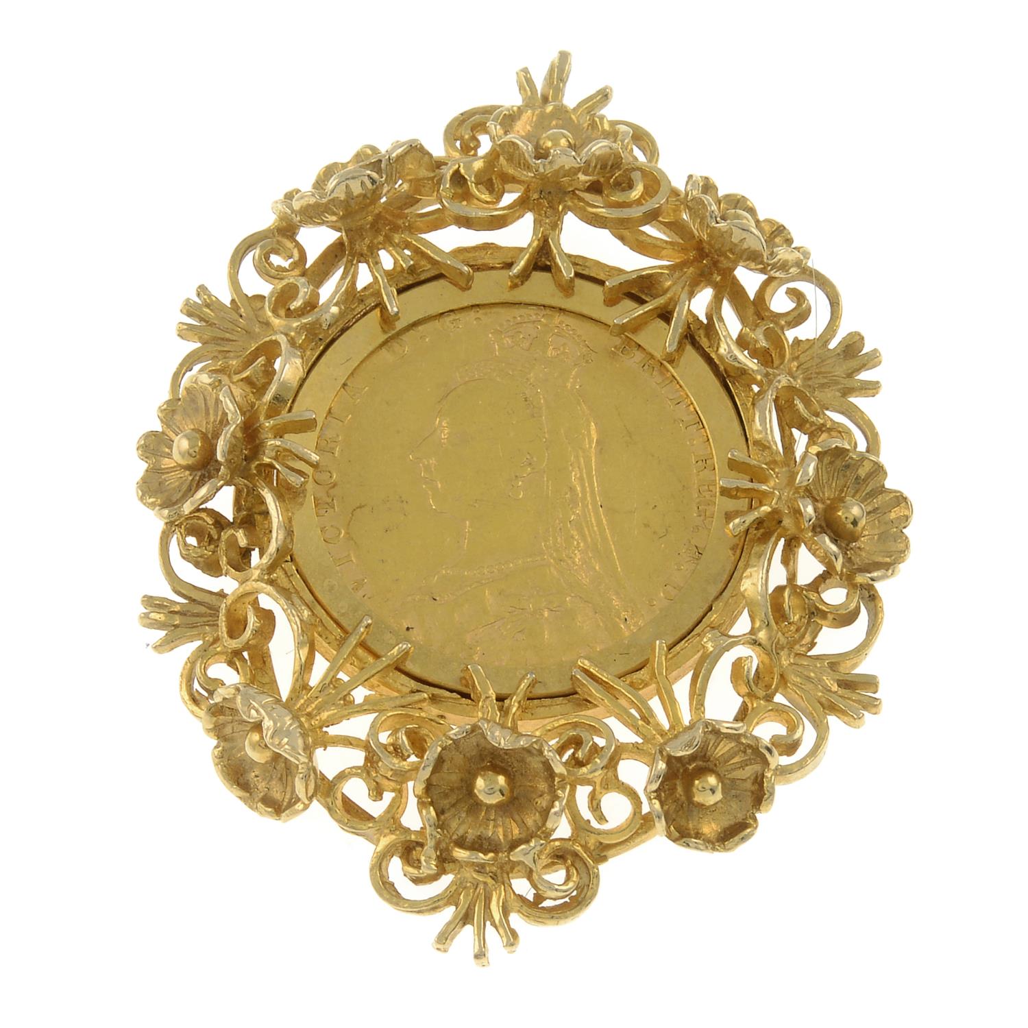 A 9ct gold full sovereign pendant.Sovereign dated 1892.