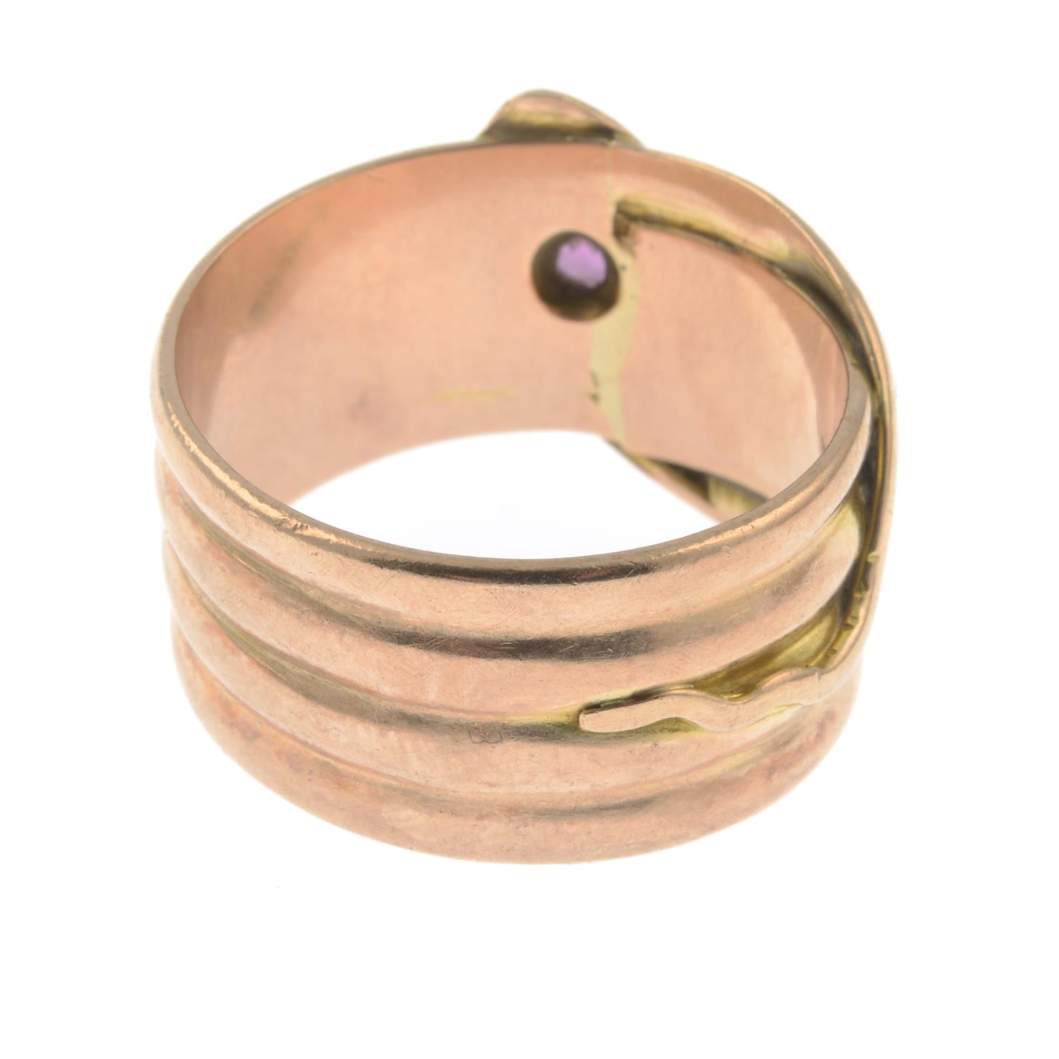 An early 20th century 9ct gold snake ring, - Image 2 of 3