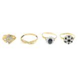 9ct gold diamond single-stone band ring,