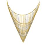 A bi-colour fringe necklace.