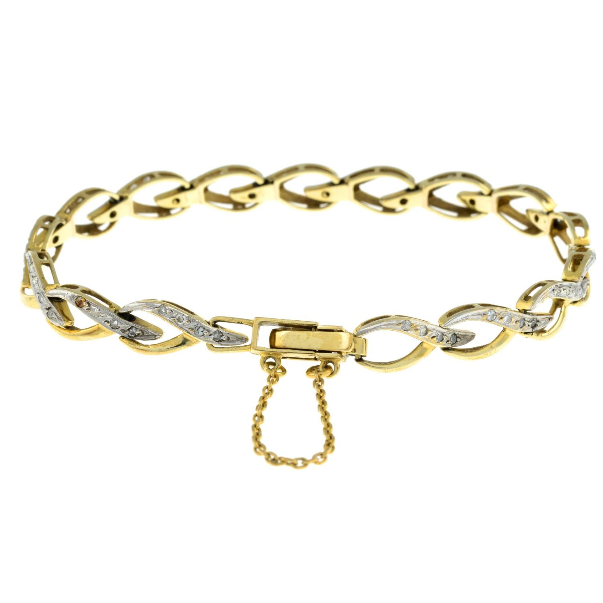 A 9ct gold diamond bracelet.Estimated total diamond weight 0.30ct. - Image 2 of 2