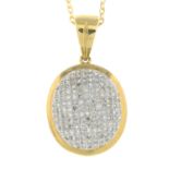 A diamond pendant, with 9ct gold chain.Total diamond weight 0.50ct.