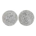 A pair of diamond earrings.Total diamond weight 0.50ct, stamped to mount.