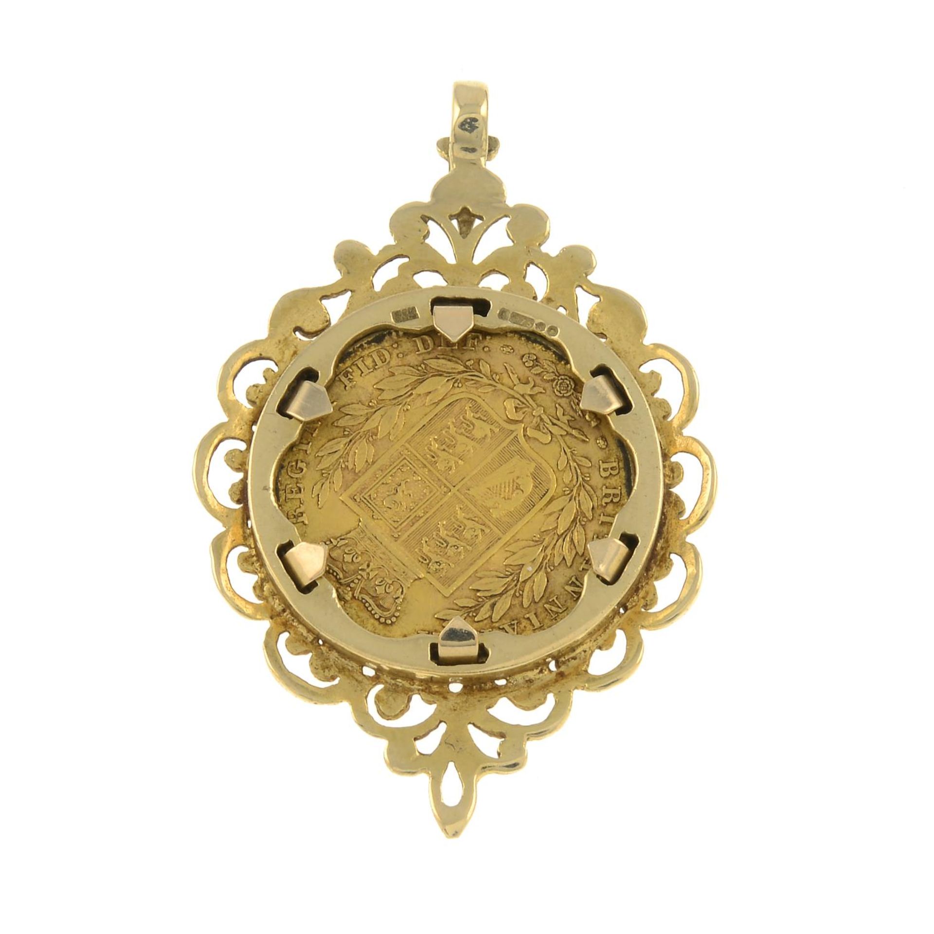 A 9ct gold full sovereign pendant.Full sovereign dated 1847. - Image 2 of 2