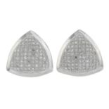 A pair of diamond earrings.Total diamond weight 0.50ct.