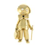 A 9ct gold cubic zirconia and sapphire rag doll pendant.Hallmarks for London, 1992.Length 5.4cms.