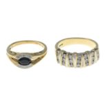 9ct gold diamond band ring,