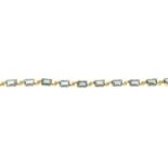 A coated topaz bracelet.Stamped 14K.Length 19cms.