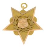 An early 20th century 15ct gold 'Stratford and East London Musical Festival' medallion.Hallmarks