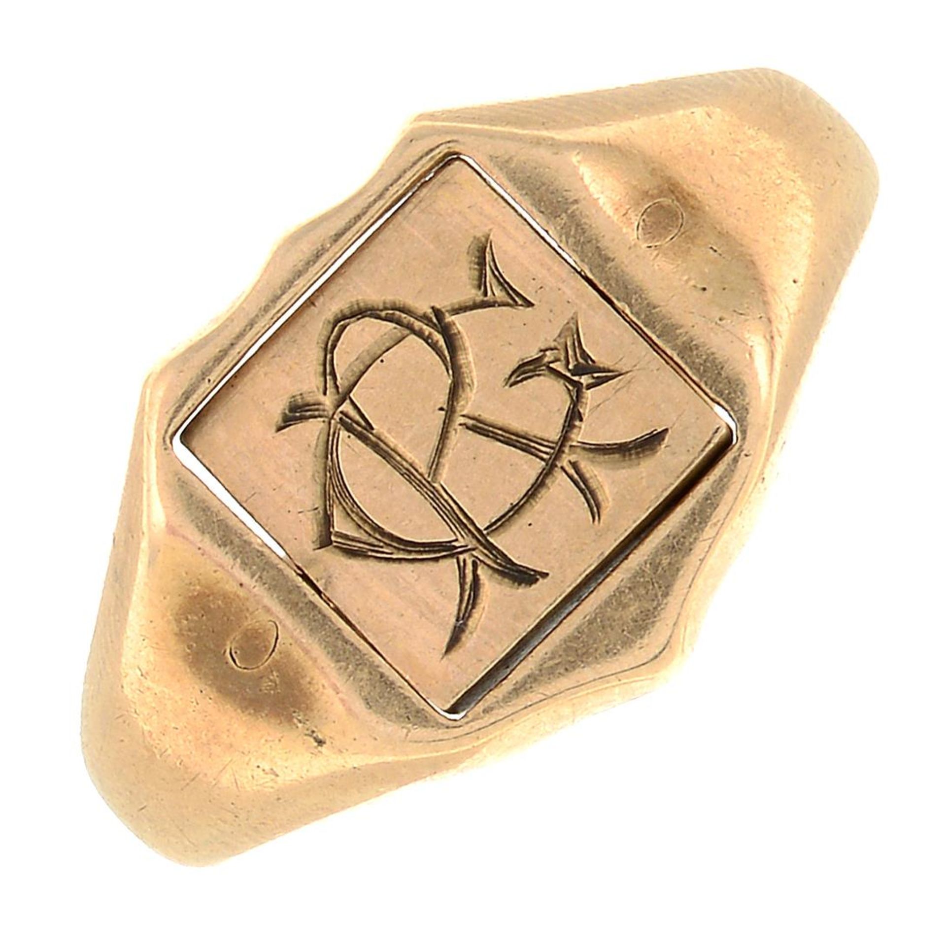 A Masonic enamel swivel signet ring,