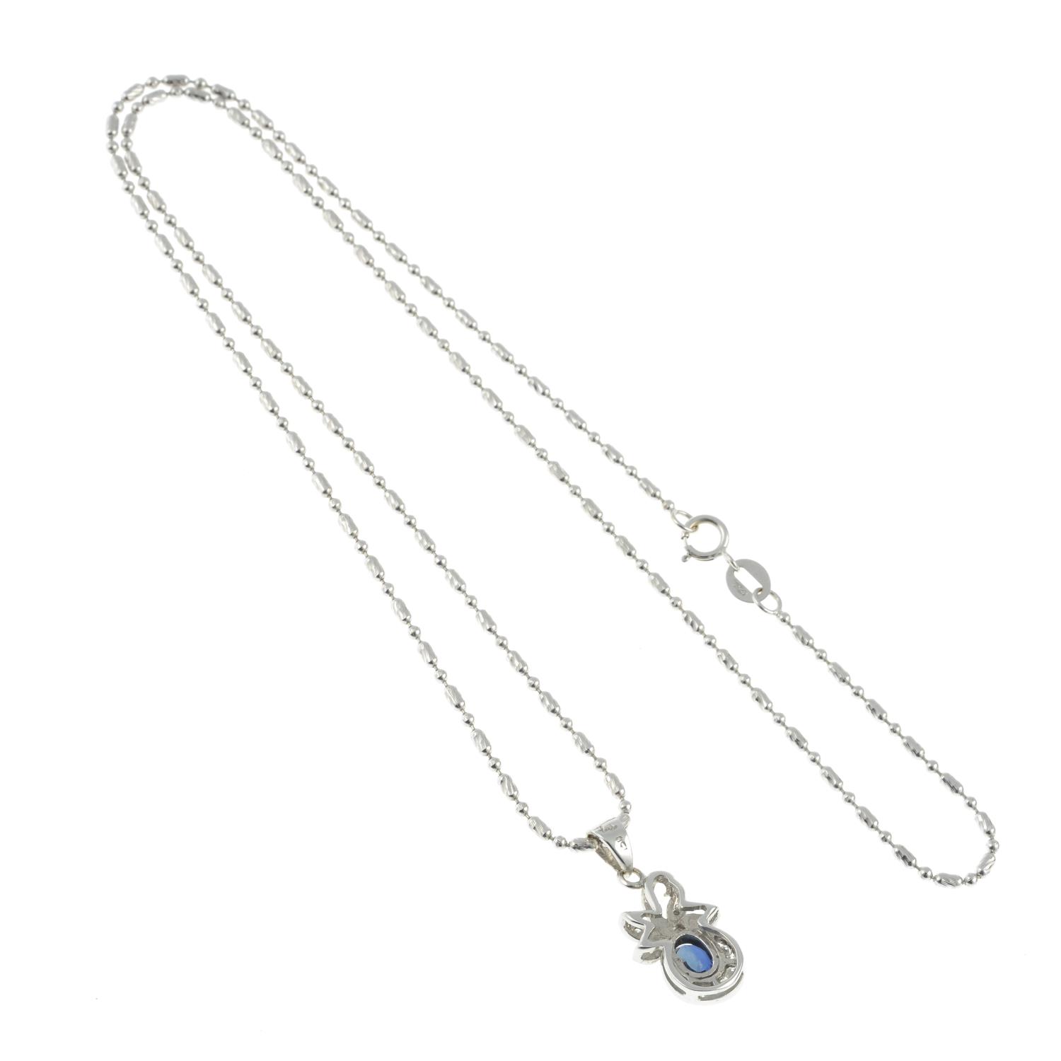 A sapphire and diamond pendant, - Image 2 of 2