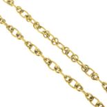 A 9ct gold textured and polish fancy-link necklace.Hallmarks for 9ct gold.