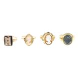 Late Victorian 9ct gold onyx monogram ring,