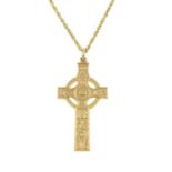 A 9ct gold Celtic cross pendant, with 9ct gold chain.Hallmarks for 9ct gold.