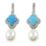 A pair of turquoise,