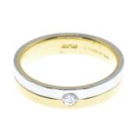 An 18ct gold diamond band ring.Diamond estimated weight 0.15ct,