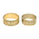 Two 9ct gold openwork band rings.Hallmarks for 9ct gold.