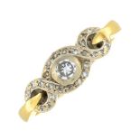 An 18ct gold diamond ring.Estimated total diamond weight 0.15ct.
