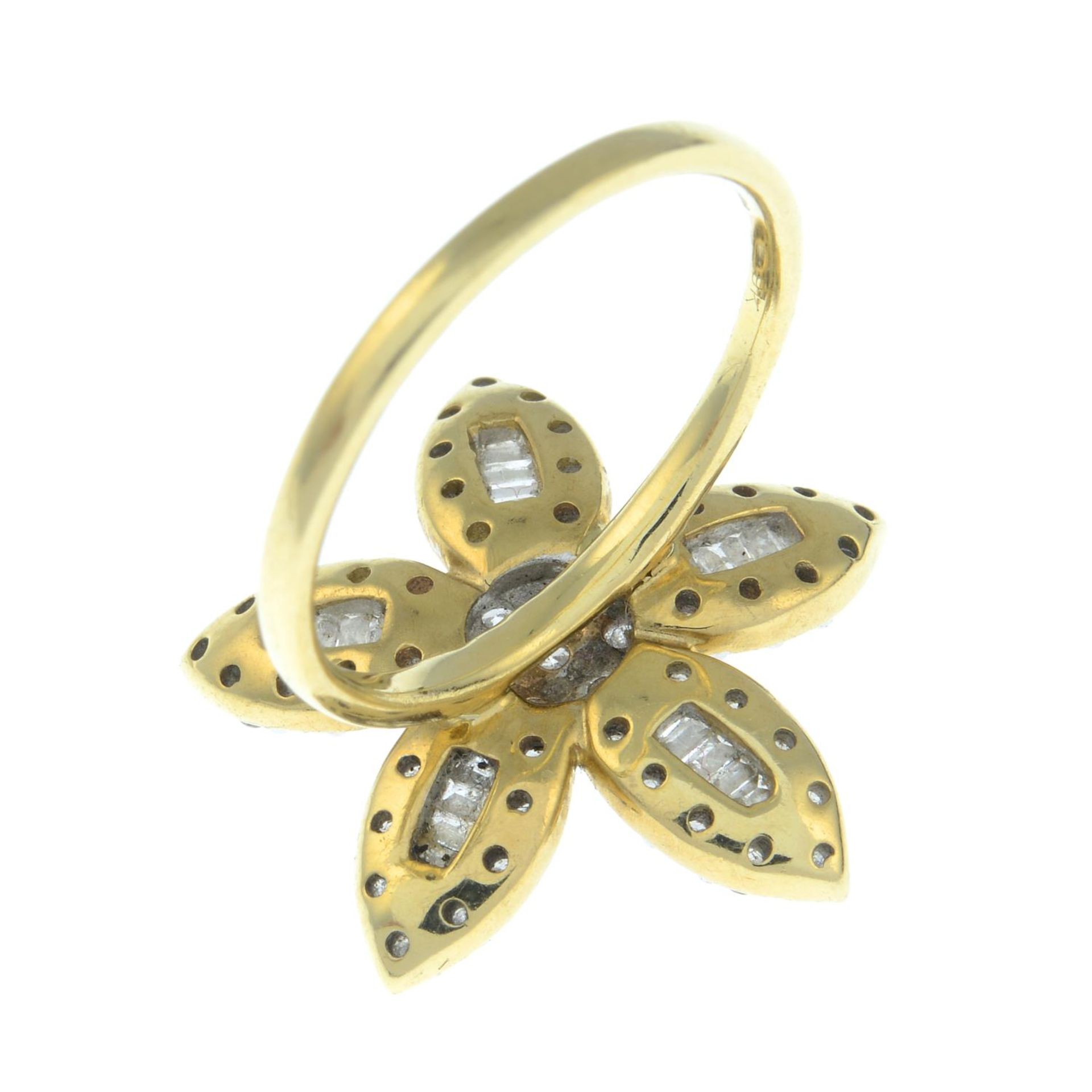 A 9ct gold diamond floral dress ring.Estimated total diamond weight 1.20cts. - Image 2 of 3
