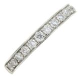 A platinum brilliant-cut diamond half eternity ring.Estimated total diamond weight 0.50ct,