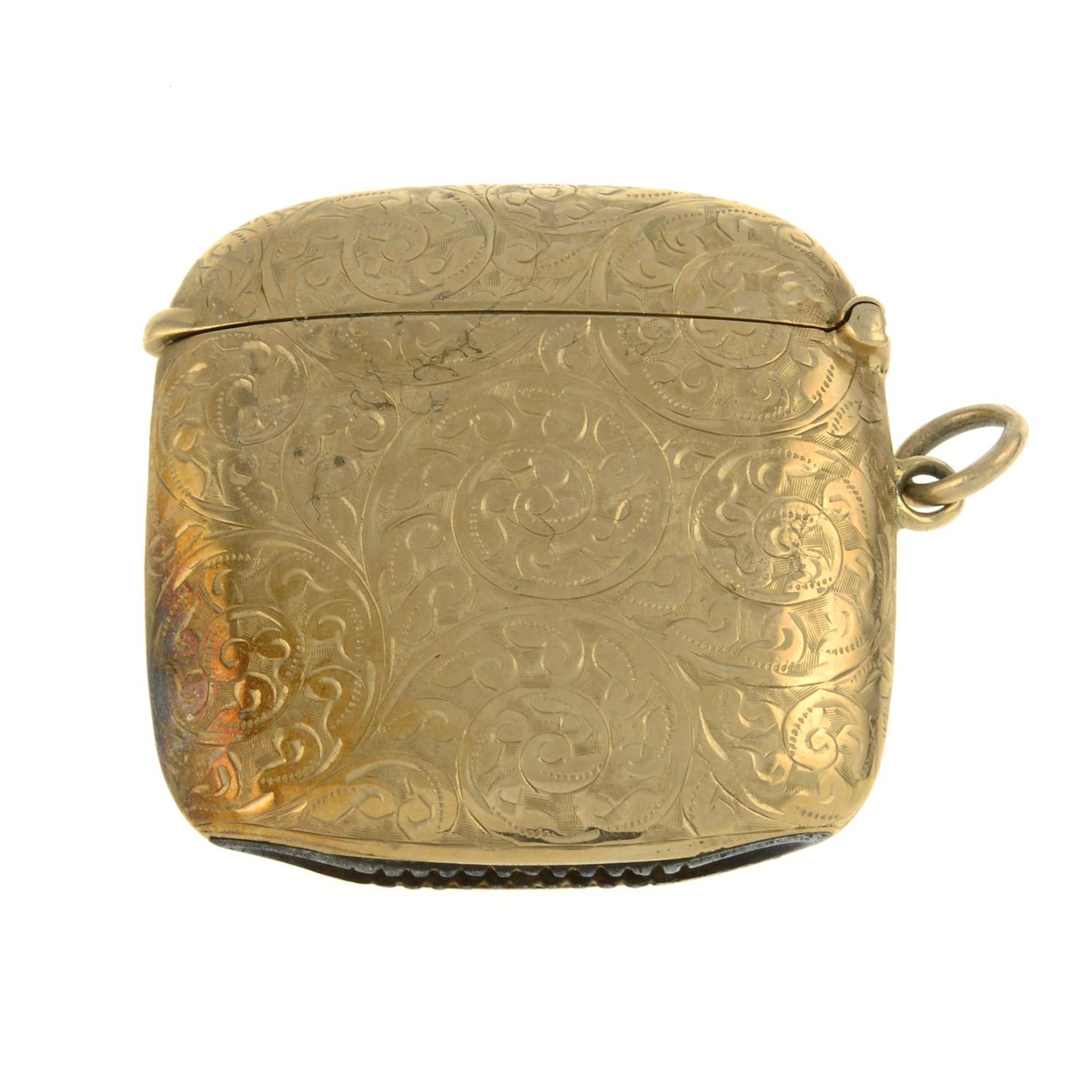An early 20th century 9ct gold vesta case, - Image 2 of 2