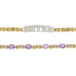 9ct gold cubic zirconia bracelet, hallmarks for 9ct gold, length 18.5cms, 5.2gms.