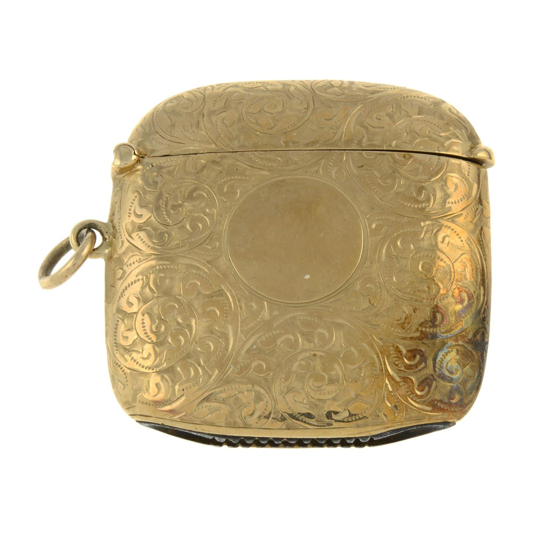 An early 20th century 9ct gold vesta case,