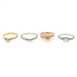 18ct gold diamond single-stone ring,