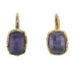 A pair of amethyst earrings.Length 1.2cms.