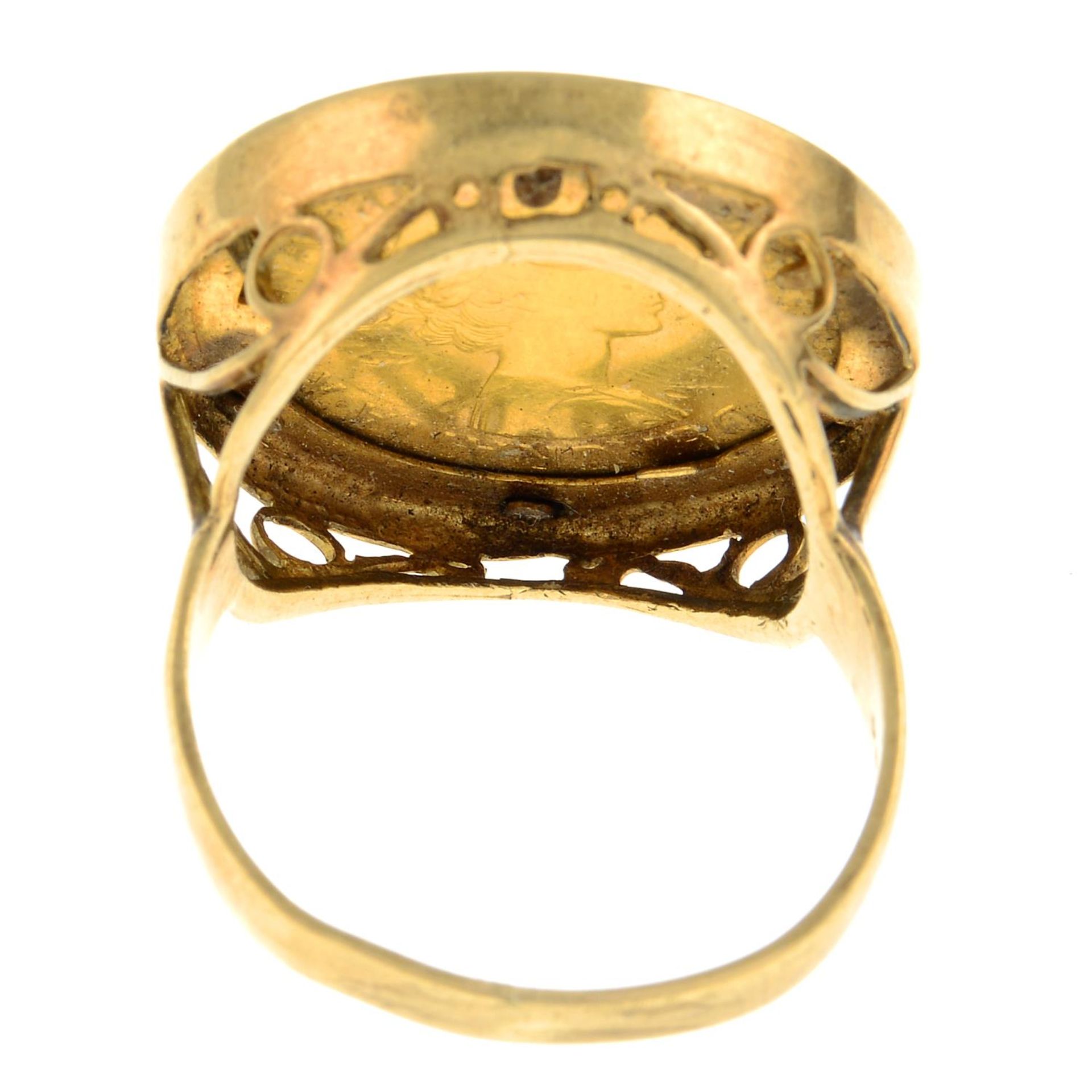 A full sovereign ring, within a 9ct gold mount.Full sovereign dated 1966. - Image 3 of 3