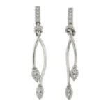 A pair of 9ct gold diamond drop earrings.Estimated total diamond weight 0.15ct.