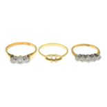 18ct gold diamond three -stone ring,