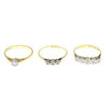 18ct gold diamond single-stone ring,