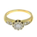 A gold diamond dress ring.Estimated total diamond weight 0.20ct,