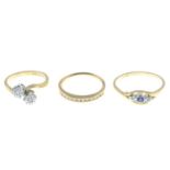 18ct gold diamond two-stone crossover ring,
