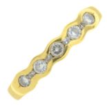 An18ct gold diamond half eternity ring.Total diamond weight 0.33ct, stamped to band.