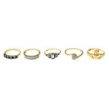 9ct gold diamond half eternity ring,