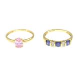 14ct gold pink cubic zirconia single-stone ring,