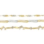 Three 9ct gold bracelet.Hallmarks for 9ct gold.