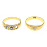 Edwardian 18ct gold sapphire and diamond dress ring,